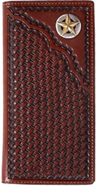 3D Belt Company W801 Brown Wallet with Smooth Corner Inlay Trim with Star Concho